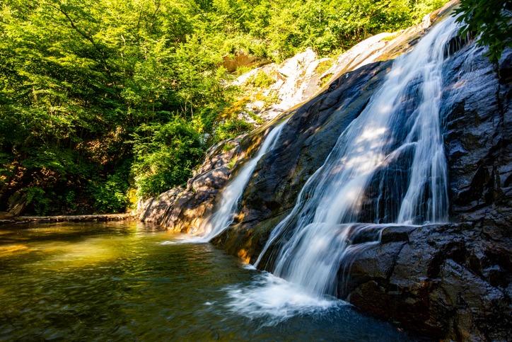view of a waterfall in Shenandoah National Park.
